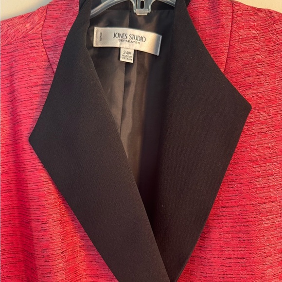 Jones Studio Pink and Black Textured Blazer with Notched Lapel size 24W vintage - Picture 5 of 6